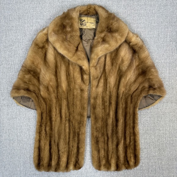 Furs By Mars Mink‎ Fur Stole Capelet Shawl Bolero Wrap Vintage M/L - Picture 1 of 16